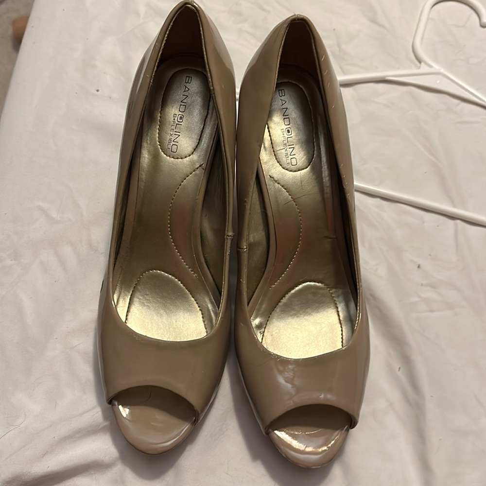 Nude peep toe heels